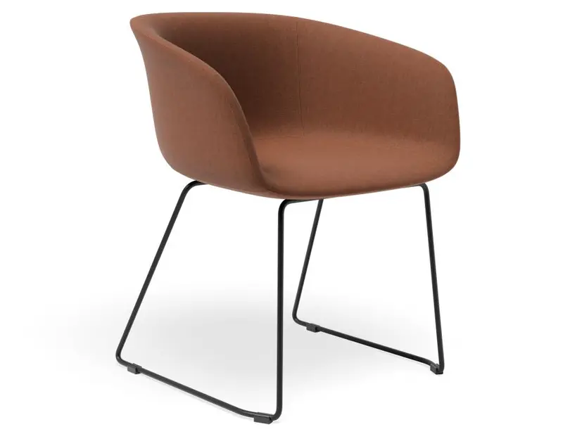 Lonsdale Sled Armchair – Terracotta Brown Fabric Seat 1
