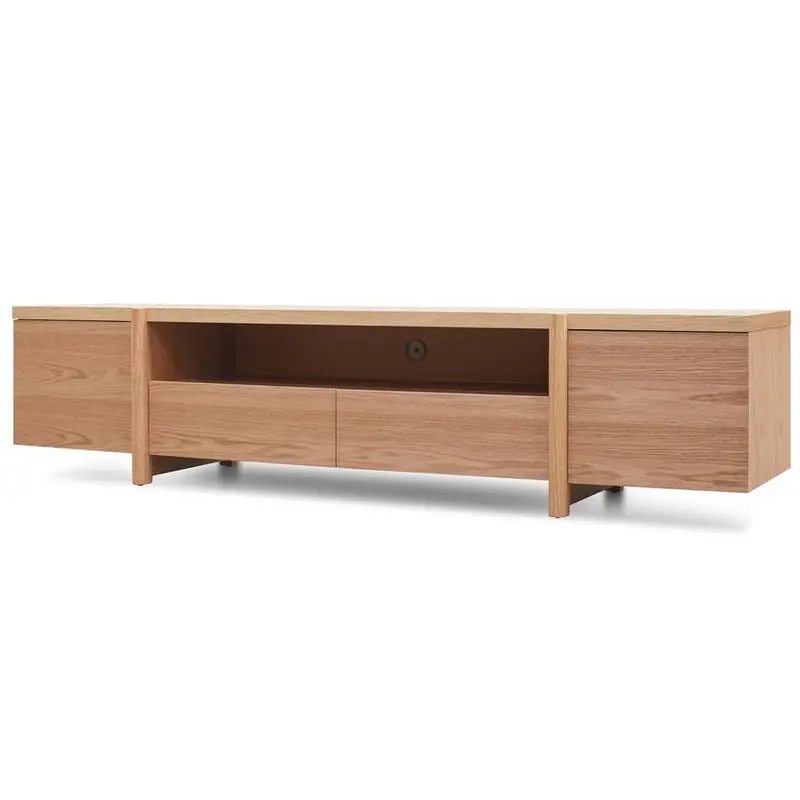 Lowline 2.1M Tv Unit In Natural Timber With Matching Legs 1
