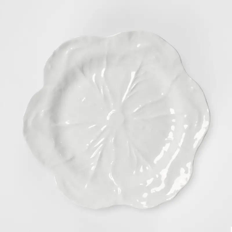 Luxe Cabbage Leaf Textured Round Serving Platter 1