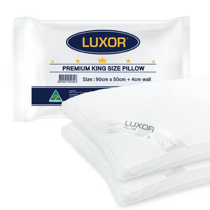 Luxor King Pillow With 4Cm Gusset – Twin Pack, Australian Hotel Quality 1