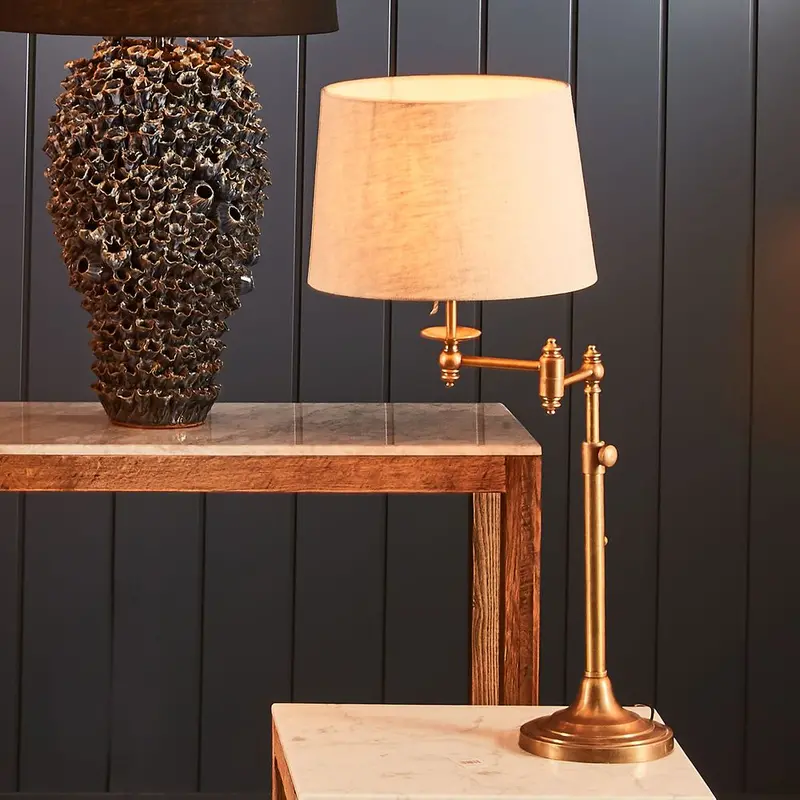 Macleay Articulating Swing-Arm Table Lamp Base – Brushed Brass Version 1