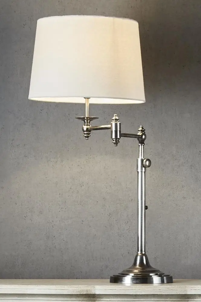 Macleay Swing-Arm Table Lamp Base – Antique Silver Adjustable Task Lamp Frame 1