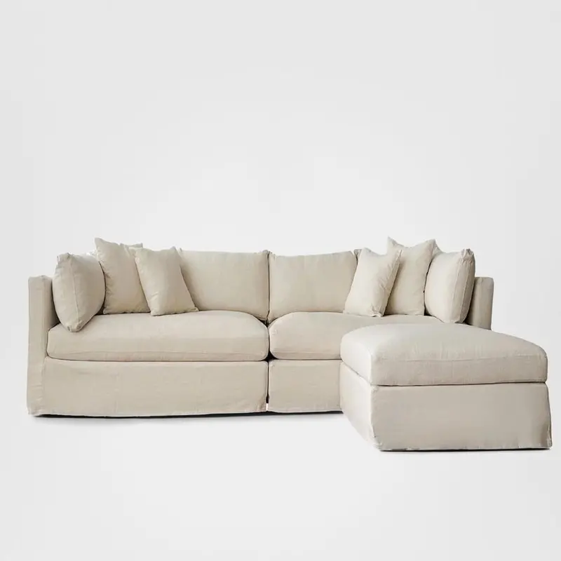 Marbella Modular 4-Seater Sofa With Reversible Ottoman Chaise – Ivory Finish 1