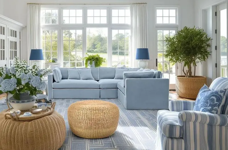 Marbella Modular Sofa In Beach Tone With White Piping – Right-Facing Configuration 1