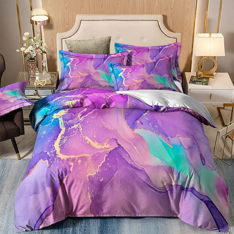 Marble-Design Comforter Set – King Size Soft Quilted Microfiber Bed Linen 1
