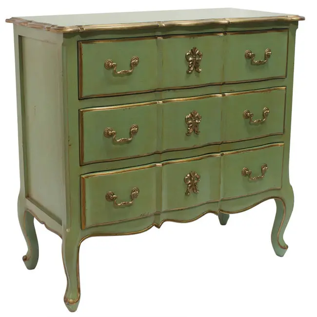 Marie Antoinette French-Style Chest Of Drawers – Mint Green Finish With Ornate Antique Gold Trim (90Cm Height) 1