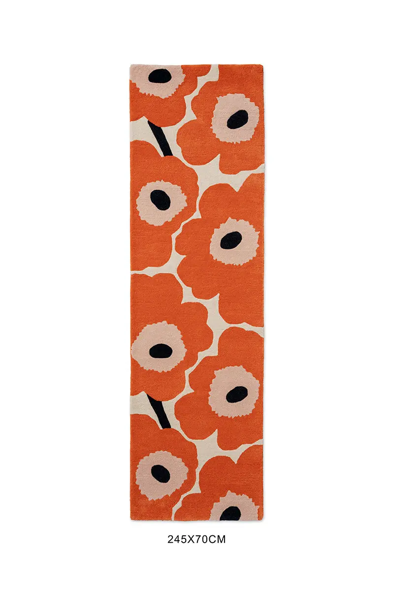 Marimekko Unikko Runner Rug – Orange And Red Floral Design (132403) 1