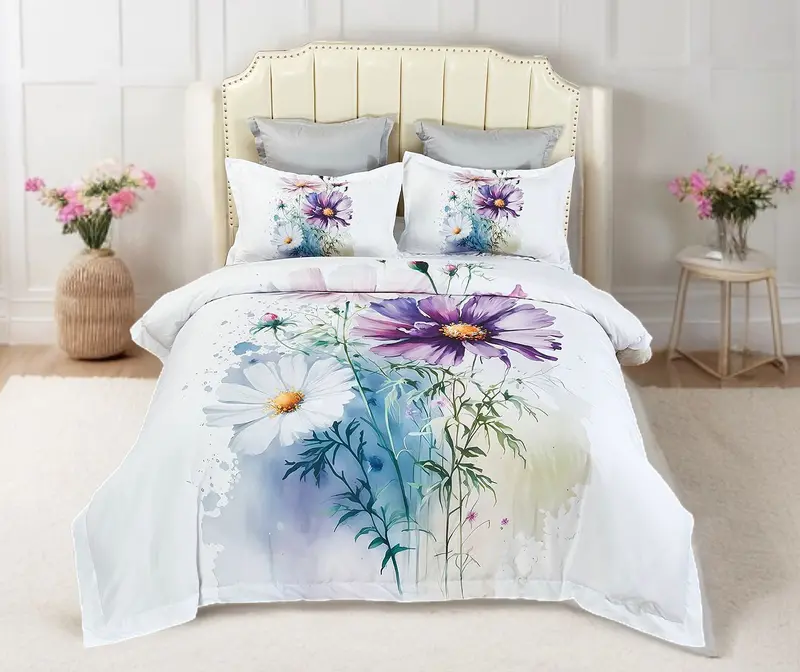 Marrea Floral Quilt Cover Set – Super King Size Soft Cotton-Linen Blend 1