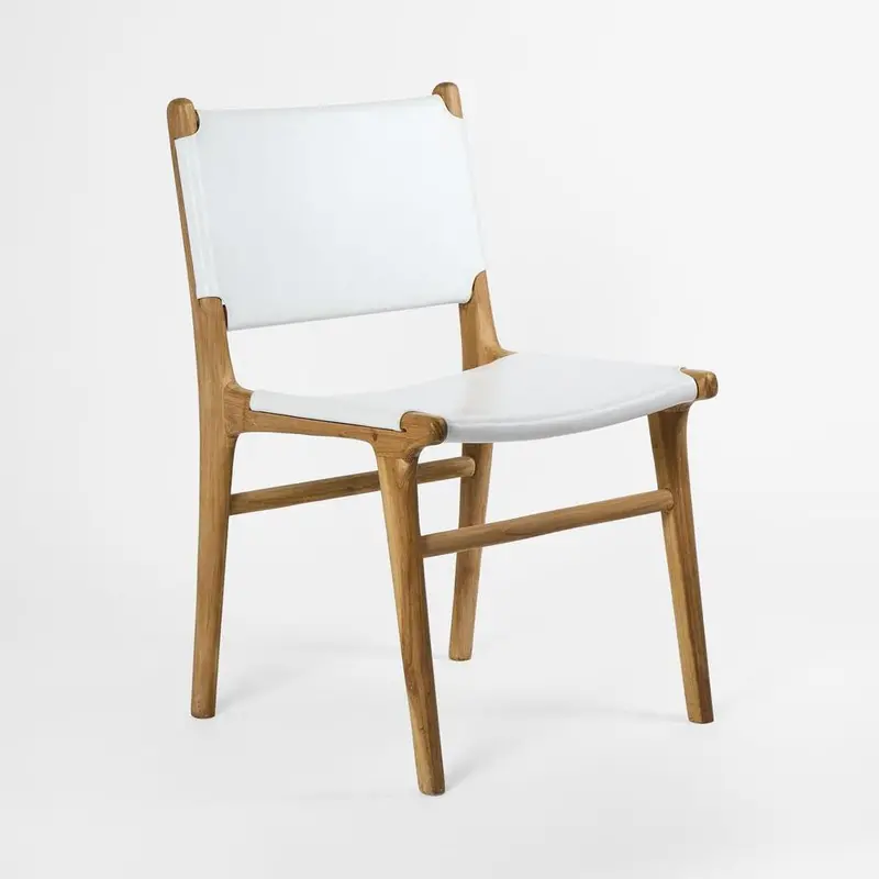 Marvin Dining Chair – White Leather Backrest, Upholstered Seat 1