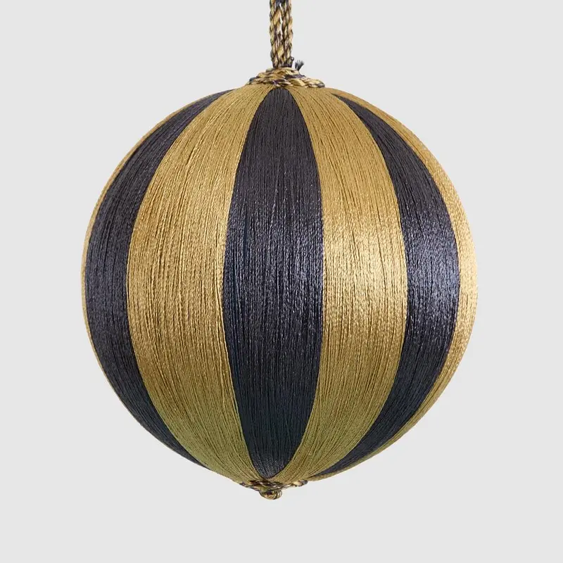 Medium Navy-And-Champagne Silk Striped Bauble 1