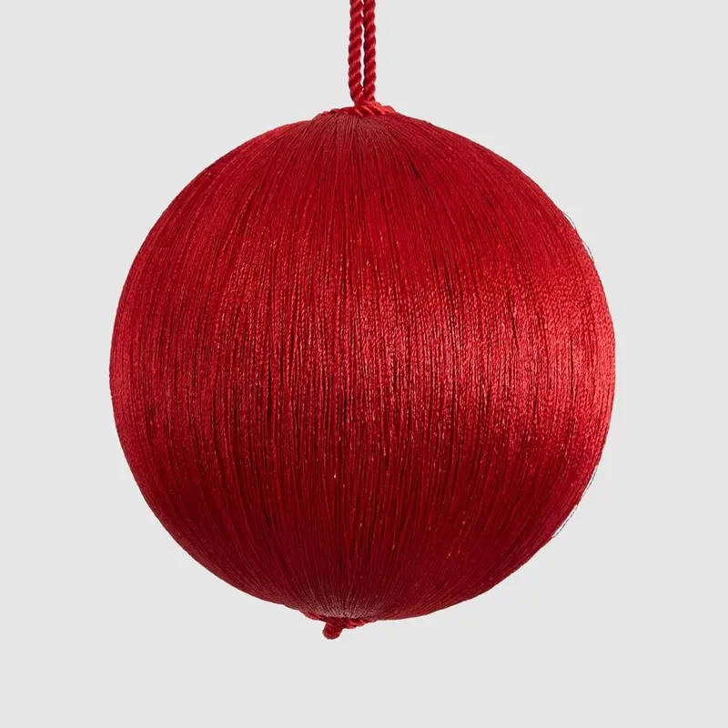 Medium Red Silk Ornament Ball 1