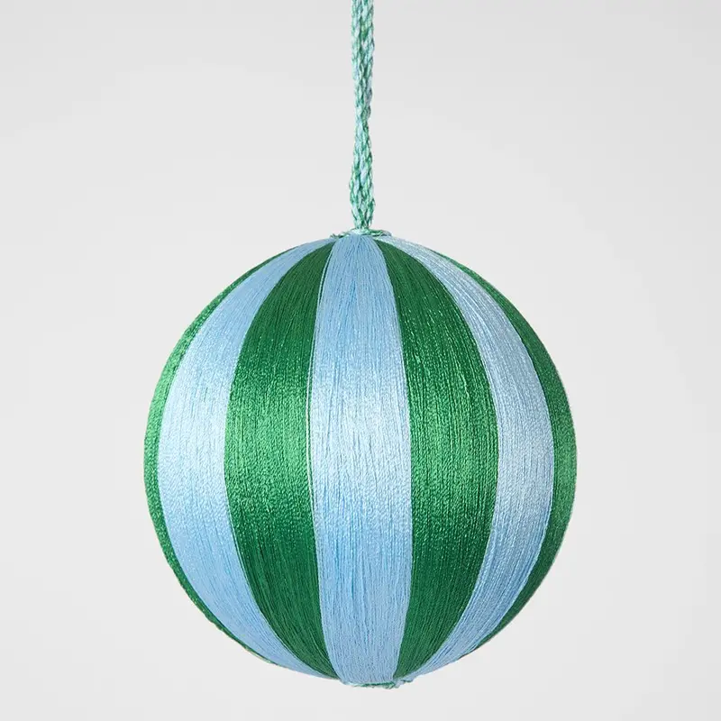 Medium Silk Stripe Ornament In Blue And Green 1