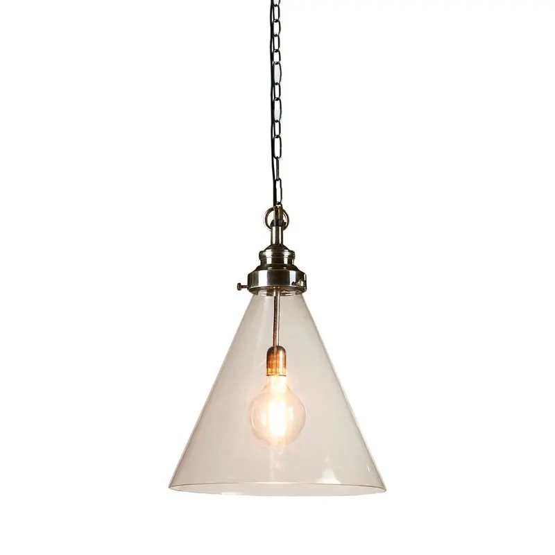 Medium Silver Gadsden Pendant With Clear Glass Shade 1