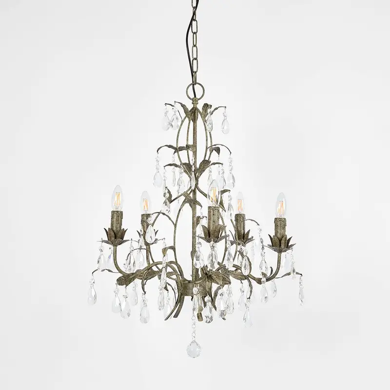 Medium Taupe Chandelier – Soft-Tone Metallic Pendant Light For Living Spaces 1