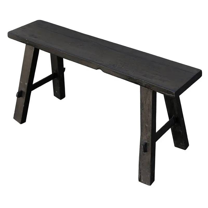 Medium Vintage Timber Bench In Matte Black Finish 1