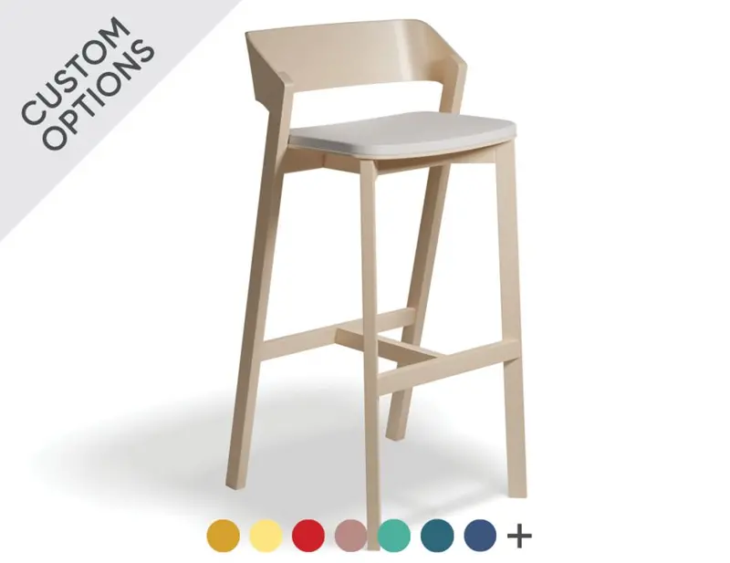 Merano Bar Stool By Ton – Upholstered Seat & Veneer Back 1