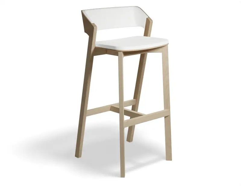 Merano Stool – Natural Oak With White Padded Seat (Ton) 1