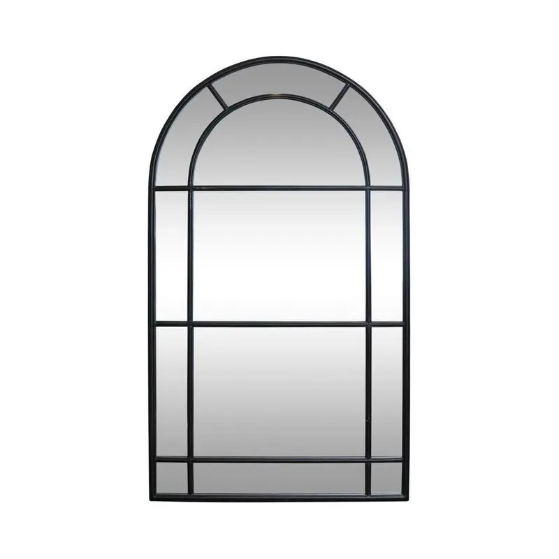 Milo Medium Black Iron Arched Mirror 1