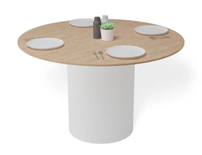 Mimi Two-Tone Dining Table – White Top & Natural Base – 120Cm 1