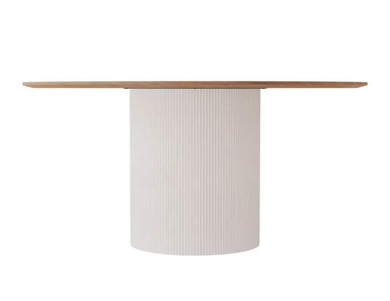 Mimi Two-Tone Dining Table – White Top & Natural Base – 155Cm 1