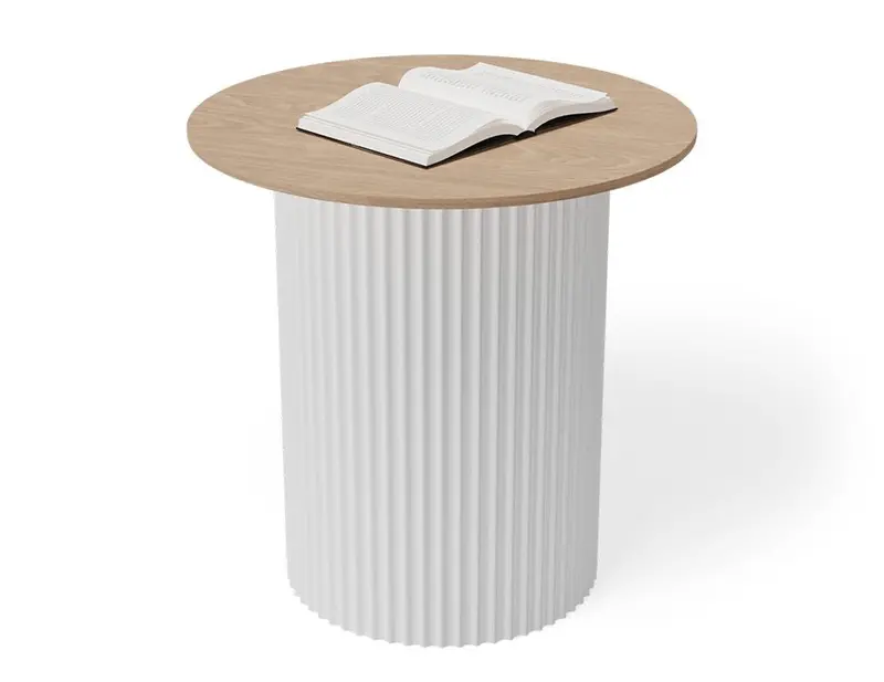 Mimi White Top With Natural Wood Base Side Table 1