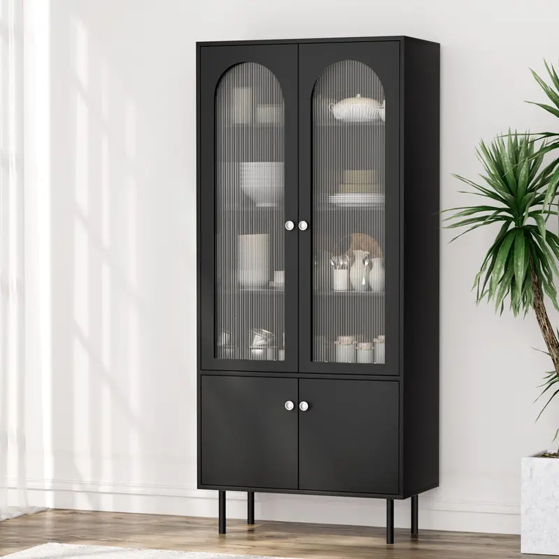 Minimalist Black Cupboard-Style Buffet Sideboard By Artiss 1