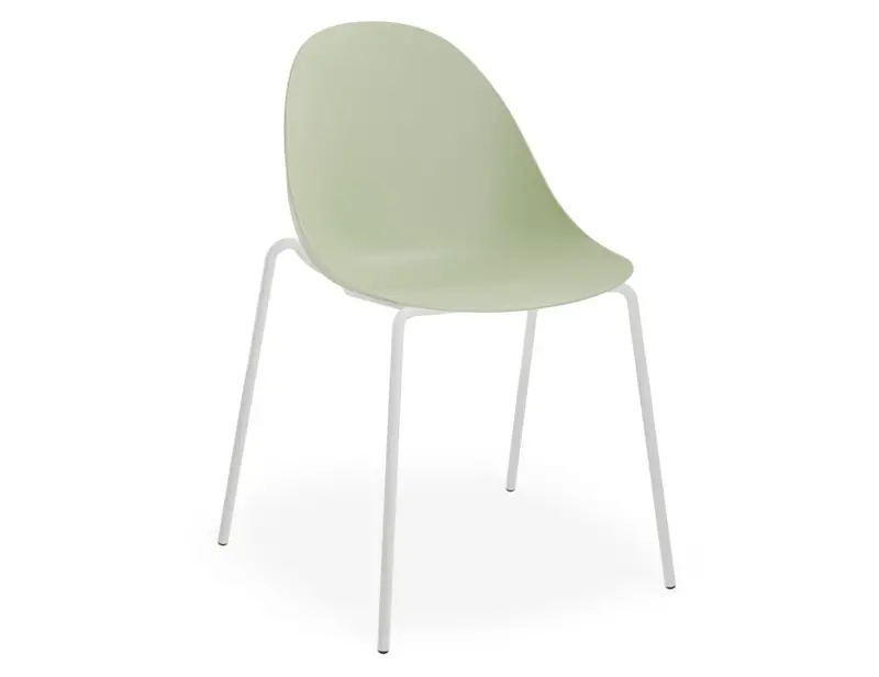 Mint Green Pebble Chair With Shell Seat And White 4-Post Stackable Base 1