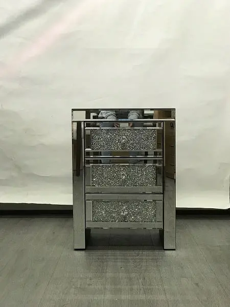Mirrored Bedside Table – Three Sparkling Drawers, Final Stock Clearance 1