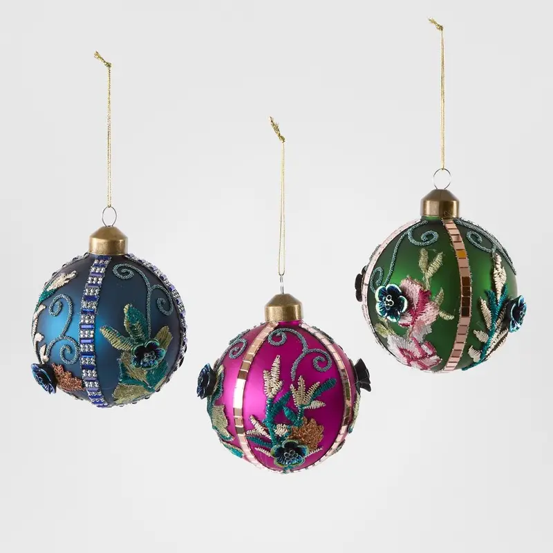 Mixed Brocade Baubles – Set Of 3 1