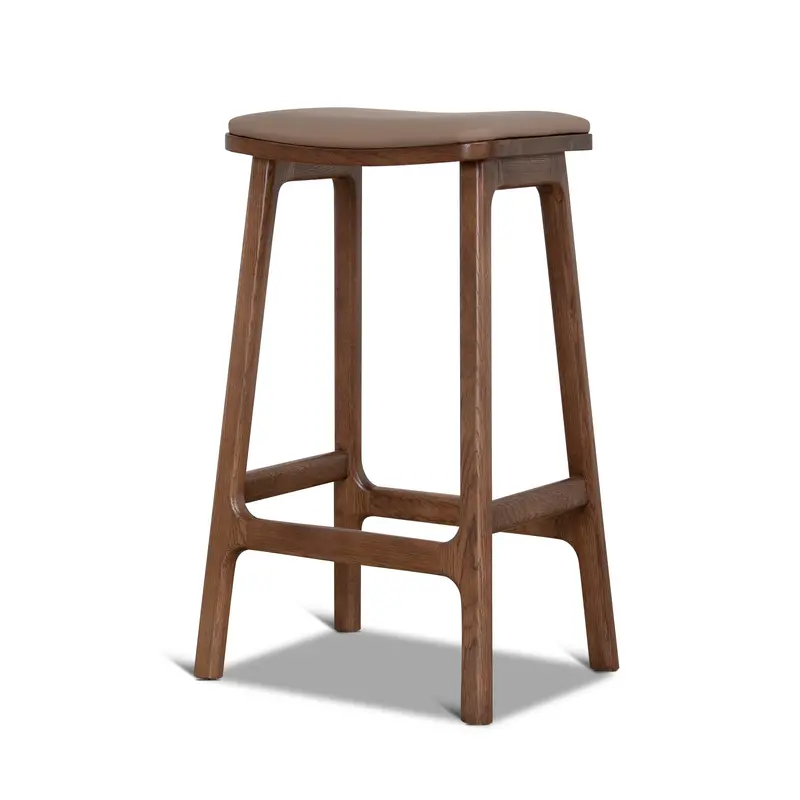 Mocha Brown Walnut Bar Stool – 67Cm Height, Solid Wood Build 1