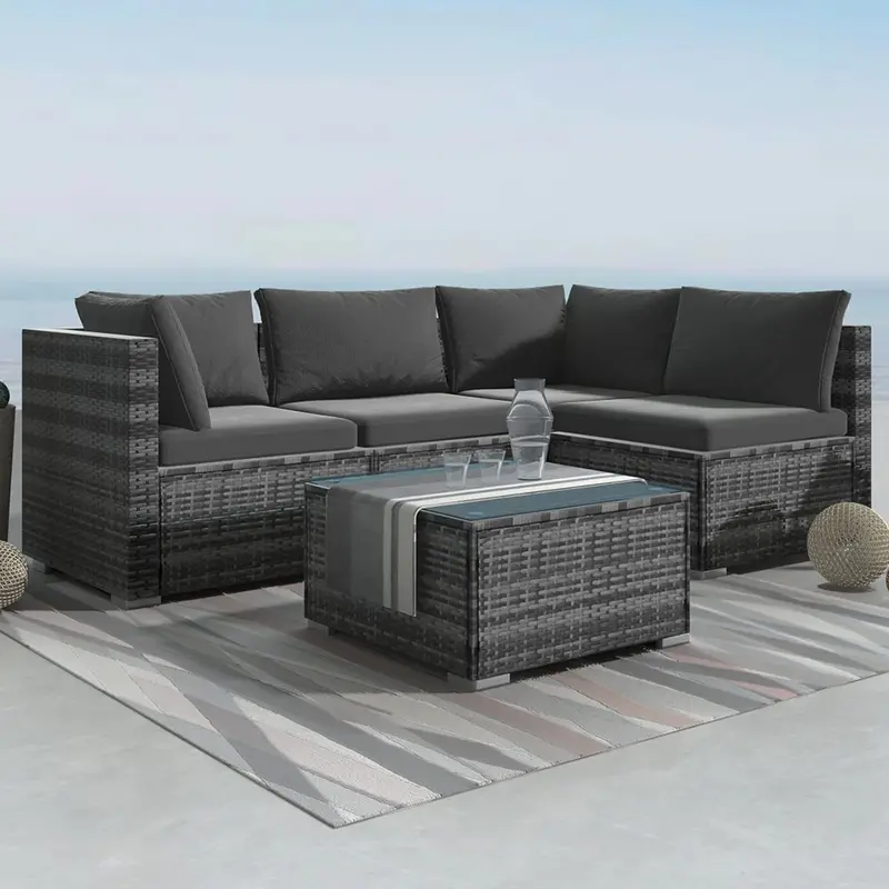 Modular Bondi Outdoor Sofa – Grey Pe Wicker Lounge Set With Flexible Layout 1