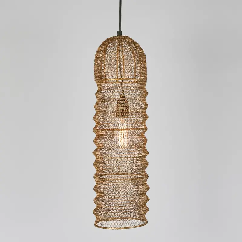Monash Wire Mesh Ceiling Pendant In Brass 1