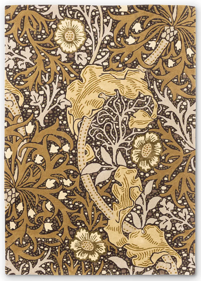 Morris & Co Seaweed Wallpaper In Mustard Shade – Style 127006 1
