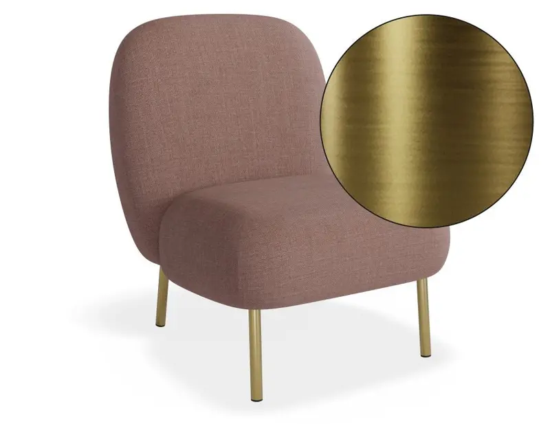 Moulon Blush Pink Lounge Chair With Brushed Matte Gold Legs 1