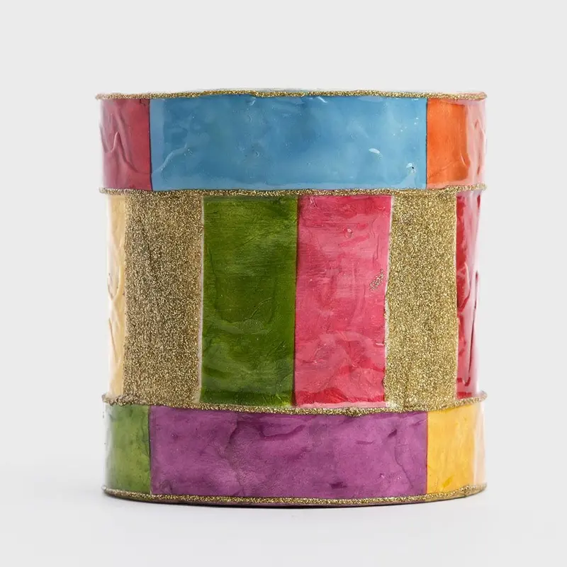 Multi-Color Capiz Stripe Drum – Checker Style 1