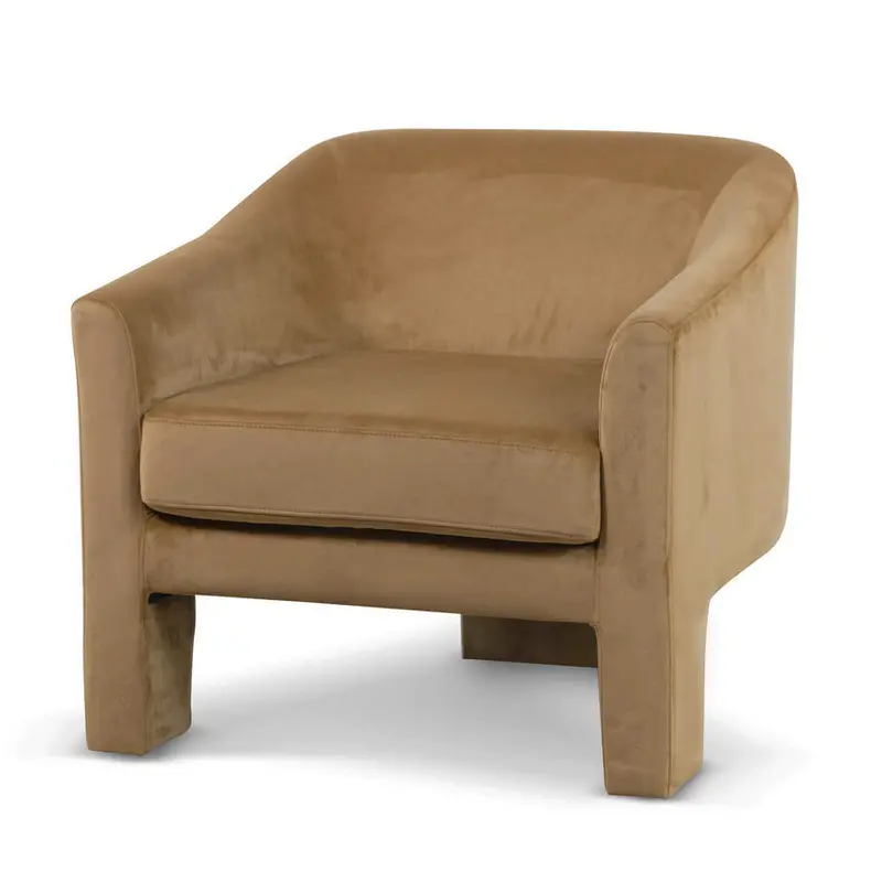 Mustard Yellow Fabric Accent Armchair – Mid-Century Inspired Lounge Chair 1