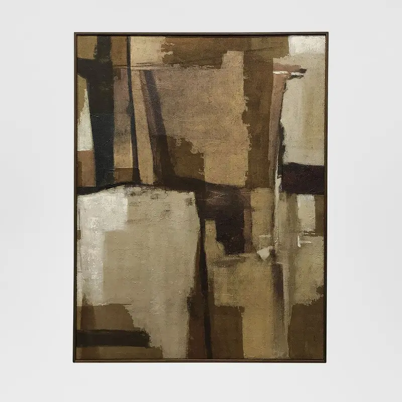 Muted Geometry Abstract Canvas – 90X120Cm Neutral Wall Art Decor 1