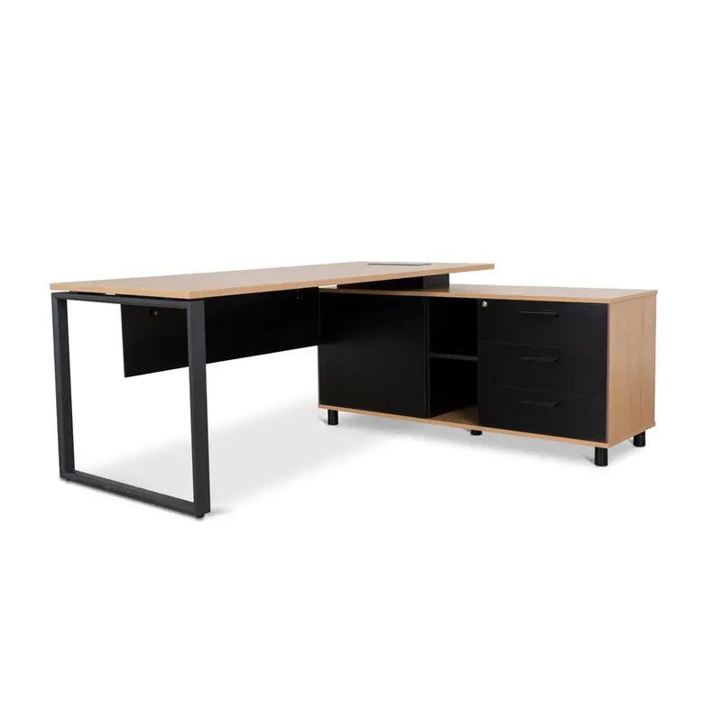 Natural Executive Desk With Right Return – Black Legs, 1.8M 1