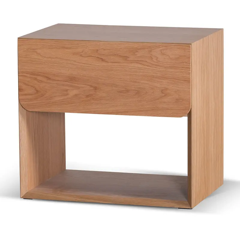 Natural-Finish Solid Oak Bedside Table 1