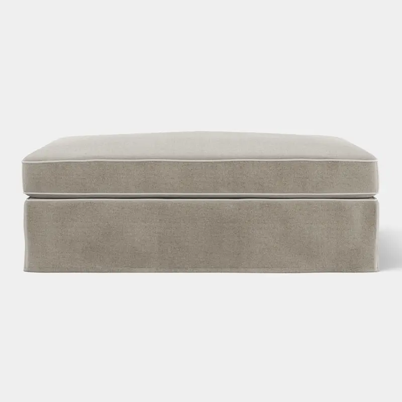 Natural Marbella Ottoman With White Piping Accent 1