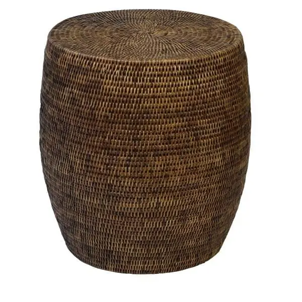 Natural Rattan Drum Side Table – Plantation Style 1
