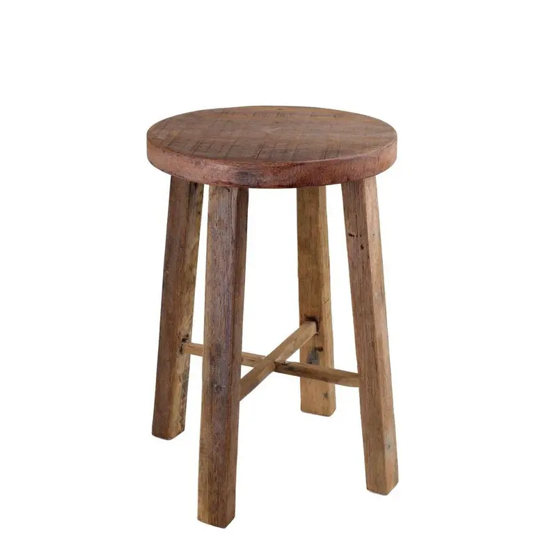 Natural Rattan Round Stool – Standard Height Accent Seat 1
