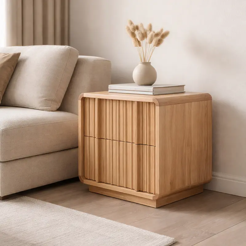 Natural Wood Bedside Table 1