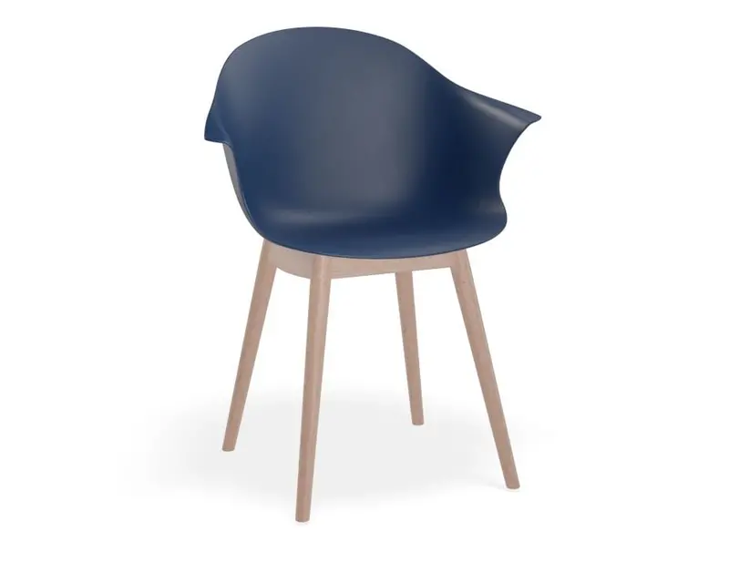 Navy Blue Pebble Lounge Chair With Organic Shell Seat And Warm Beechwood Legs 1