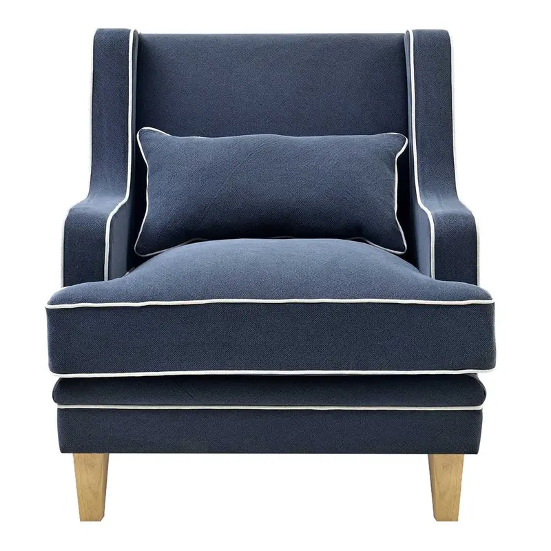 Navy Bondi Hamptons Armchair With White Piping 1