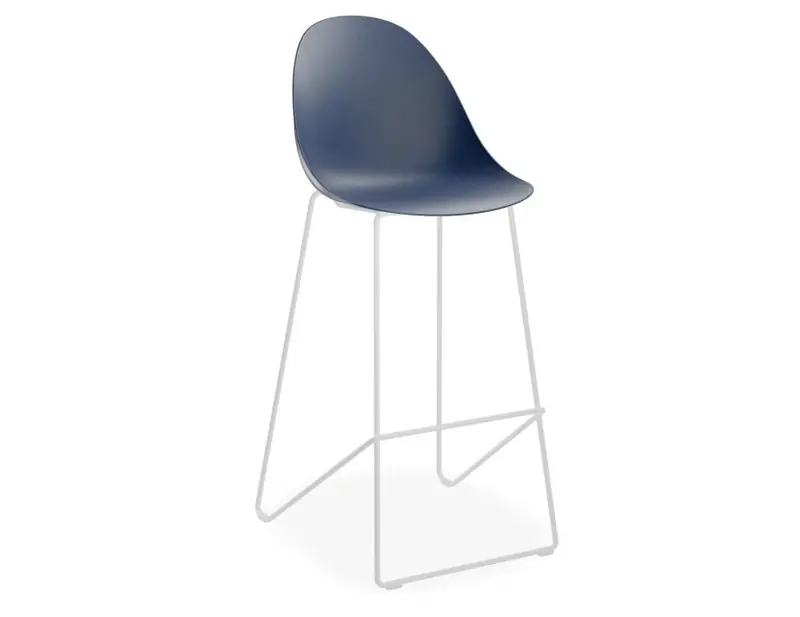 Navy Pebble Shell Bar Stool – 76Cm Seat Height With White Frame 1