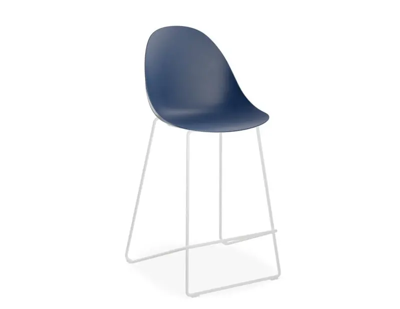 Navy Pebble Shell Counter Stool – 66Cm Seat Height With White Frame 1