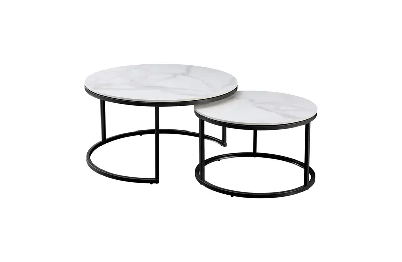 Nesting Coffee Tables – Black-And-White Set (80Cm + 60Cm) 1