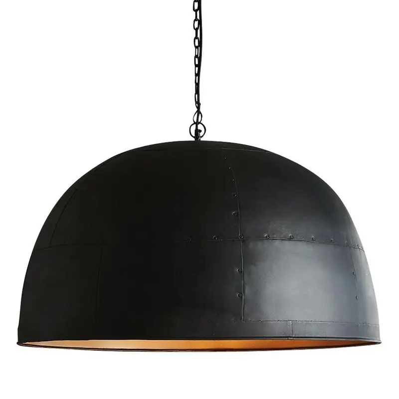 Noir Large Black Ceiling Pendant With Gold Interior – Contrast-Finished Dome Light 1