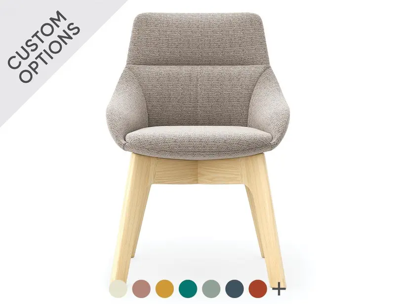 Nola Low-Arm Armchair With Wooden Base 1